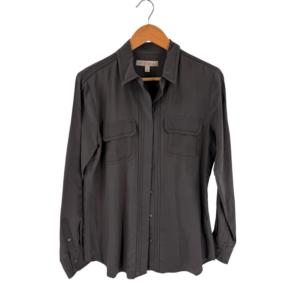 Banana Republic Heritage Collection 100% Silk Grey Top Small Utility Capsule